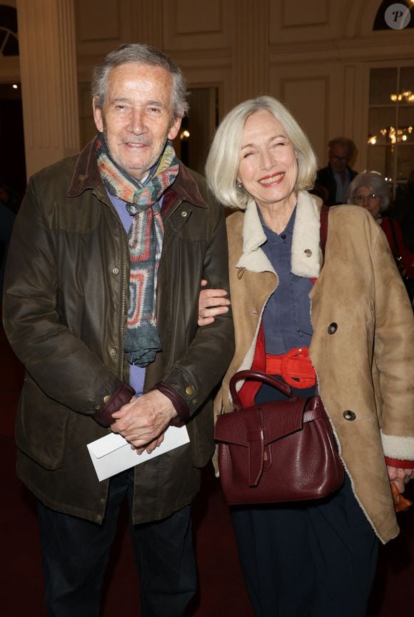 Exclusif -  Alain Doutey et sa femme Arielle Séménoff - 50ème de la pièce "Lyly" avec M. Bernier et F. Perrin au théâtre de Paris le 27 mars 2025. © Coadic Guirec/Bestimage