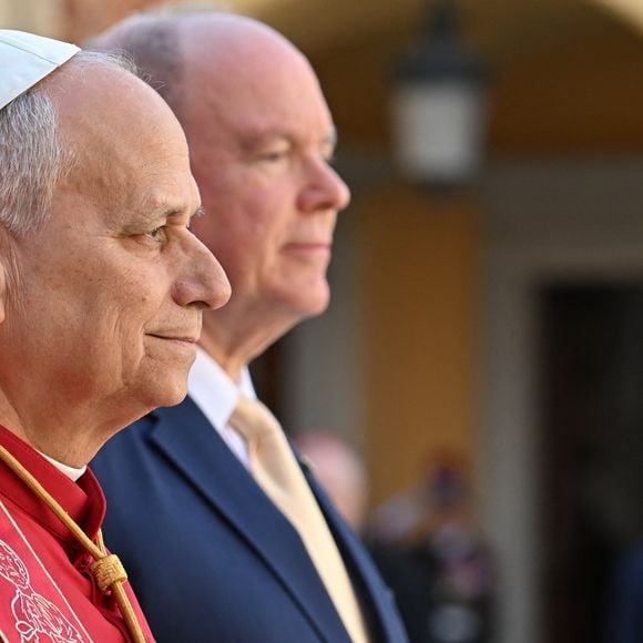 Le prince Albert II de Monaco - Cérémonie de bienvenue pour le Pape Leon XIV au Palais Princier de Monaco suivie de la visite de courtoisie - Visite historique du pape Léon XIV à Monaco le 28 mars 2026.
© Bruno Bebert - Dominique Jacovides / Bestimage