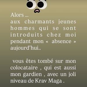 Frédérique Bel confie à ses abonnés avoir été victime d'une tentative de cambriolage. Capture d'écran Instagram