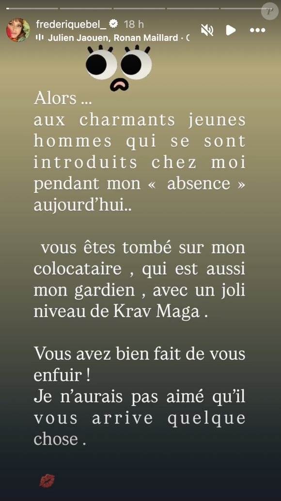 Frédérique Bel confie à ses abonnés avoir été victime d'une tentative de cambriolage. Capture d'écran Instagram