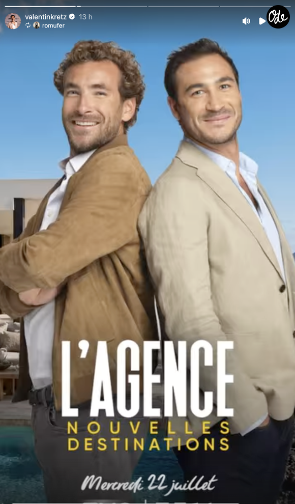Cette saison 2 du spin-off mettra à nouveau en compétition les frères Kretz autour de destinations de rêve. Rendez-vous est pris pour le 22 juillet.

Affiche de la saison 2 de "L'agence : nouvelles destinations" publiée sur le compte Instagram de Valentin Kretz