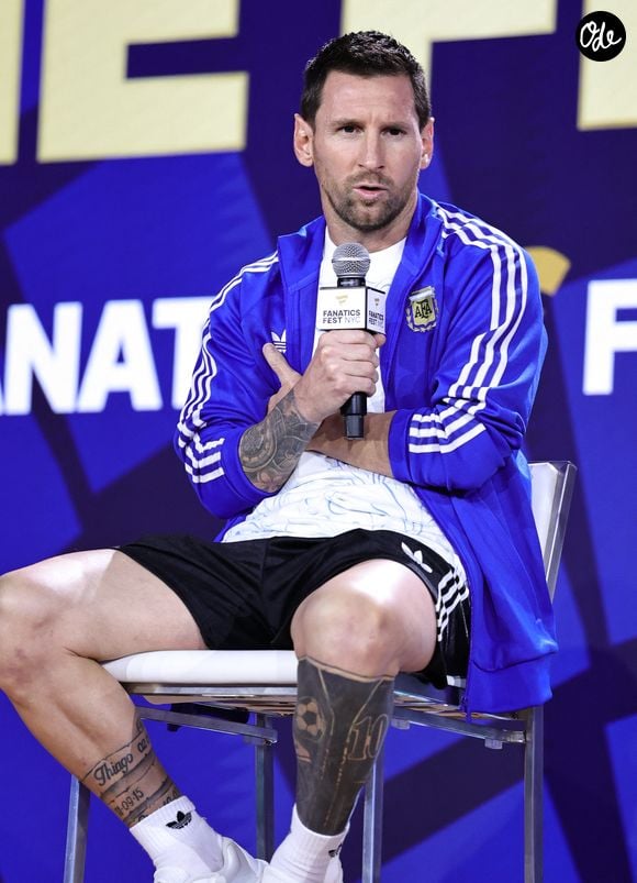 17 juillet 2026, New York (États-Unis). Lionel Messi, capitaine de l'équipe d'Argentine, lors d'une conférence de presse spéciale organisée par la FIFA en marge de la finale de la Coupe du monde, à l'occasion du Fanatics Fest, au Jacob Javits Center, à New York. (Credit Image: © Jess Stiles/ZUMA Press Wire)