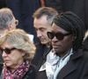 Ramatoulaye Diop et Jean-Paul Rouve lors de la cérémonie d'enterrement de l'acteur français Michel Blanc à l'église Saint Eustache à Paris, France, le 10 octobre 2024. Il est décédé le 4 octobre à la suite d'une crise cardiaque consécutive à un choc anaphylactique. Blanc était connu pour son rôle du célibataire maladroit Jean-Claude Dusse dans le film "Les Bronzés" de 1978. Photo par Nasser Berzane/ABACAPRESS.COM