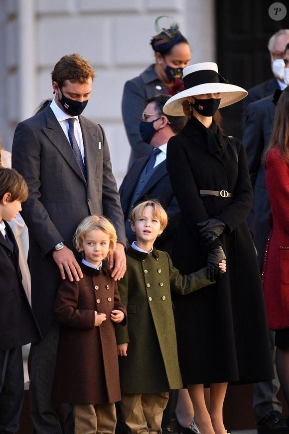 Stefano Casiraghi, Pierre Casiraghi, Francesco Casiraghi et Beatrice Borromeo assistent aux célébrations de la fête nationale à Monaco, le 19 novembre 2021 à Monaco, France. ©  Stephane Cardinale/ABACAPRESS.COM