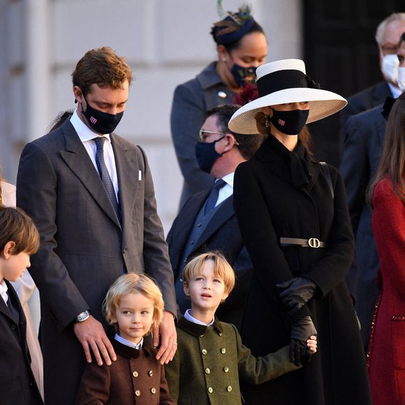 Stefano Casiraghi, Pierre Casiraghi, Francesco Casiraghi et Beatrice Borromeo assistent aux célébrations de la fête nationale à Monaco, le 19 novembre 2021 à Monaco, France. ©  Stephane Cardinale/ABACAPRESS.COM