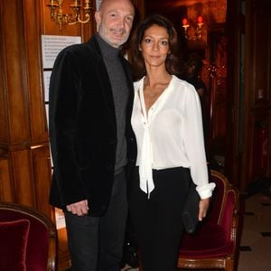 Frank Leboeuf et sa compagne Chrislaure Nollet - Cocktail de lancement du livre "Garde-Robes" de Nathalie Garçon à l'Hôtel Régina à Paris, le 13 octobre 2014. VEEREN / BESTIMAGE