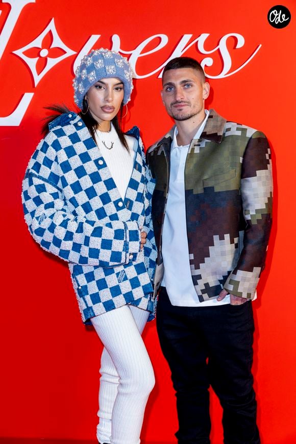 Jessica Aïdi Verratti, Marco Verratti – Photocall du Défilé de mode Louis Vuitton Homme, Collection Automne-Hiver 2024/2025 dans le cadre de la Fashion Week de Paris, France, le 16 Janvier 2024. © Olivier Borde / Bestimage