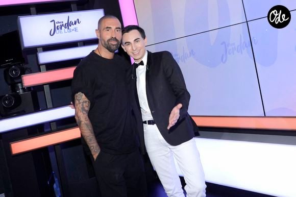 Exclusif - Jordan de Luxe et Sofiane   (Star Academy 4, Sofiane Tadjine-Lambert) lors de l'enregistrement de l'émission "Chez Jordan de Luxe" à Paris. Le 11 octobre 2023
© Cédric Perrin / Bestimage