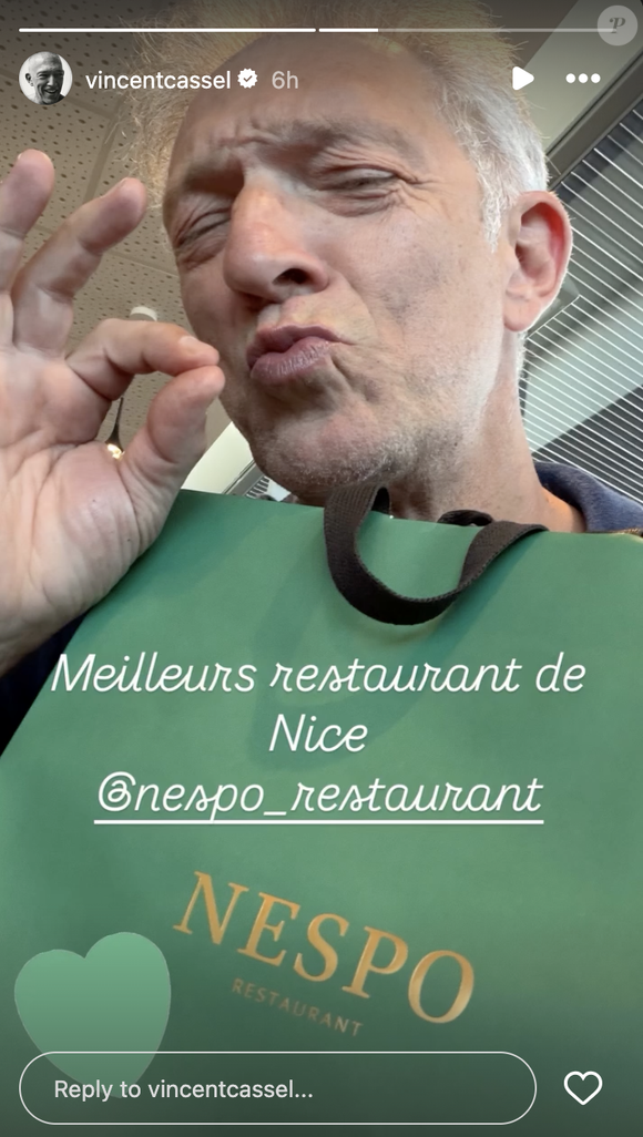 L’acteur s’est rendu à Nice pour déjeuner au Nespo Restaurant, situé boulevard Victor-Hugo.

Vincent Cassel a partagé l'adresse de son restaurant préféré à Nice. Capture d'écran Instagram