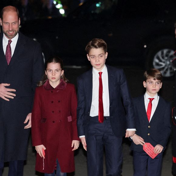 Le prince de Galles, la princesse Charlotte, le prince George et le prince Louis arrivent pour le service de chants Together At Christmas à l'abbaye de Westminster à Londres, Royaume-Uni, le 6 décembre 2024. Photo par Isabel Infantes/PA Wire/ABACAPRESS.COM