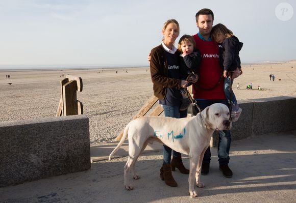 Exclusif - Tiphaine Auzière Macron (la belle-fille du candidat à l'élection présidentielle E.Macron) a organisé le rassemblement "En marche !" à Berck. Elle a défilé avec son mari Antoine, leurs enfants Elise et Aurèle et leur chien Figaro. Le 11 mars 2017
© Alain Rolland / Imagebuzz / Bestimage
