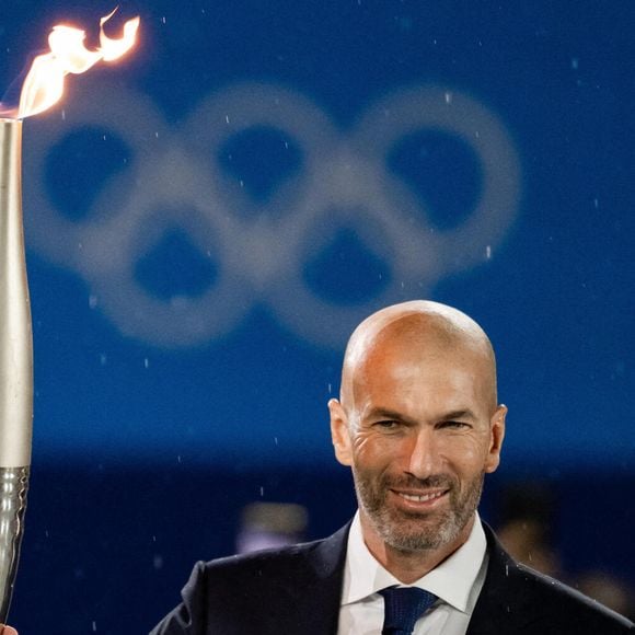 Zinedine Zidane lors de la cérémonie d'ouverture des Jeux Olympiques de Paris 2024 le 26 juillet 2024 à Paris.  Photo par Vegard Grøtt / Bildbyran/SPUS/ABACAPRESS.COM