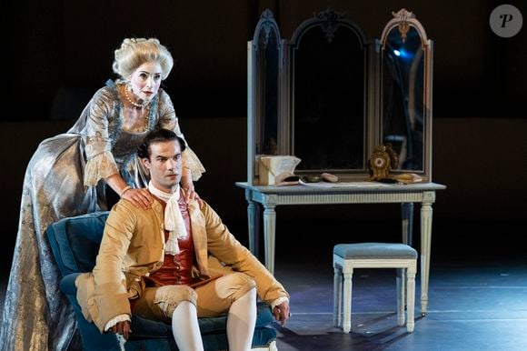 Exclusif - Delphine Depardieu, Valentin de Carbonnières - Représentation de la pièce de théâtre "Les liaisons dangereuses" au Théâtre de Verdure lors du 41ème Festival de Ramatuelle le 7 août 2025. © Cyril Bruneau / Festival de Ramatuelle / Bestimage