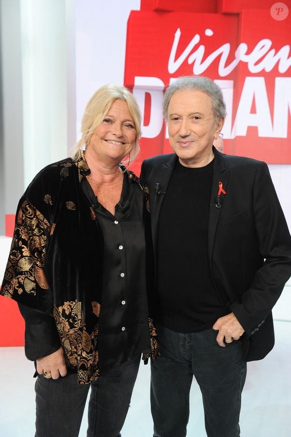 Exclusif - Michel Drucker et Marina Carrere d'Encausse - Enregistrement de l'émission Vivement dimanche au studio Gabriel, presentée par Michel Drucker . Diffusion sur France 3 le 24/02/24 . © Guillaume Gaffiot / Bestimage