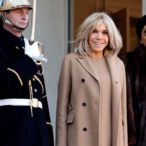 Accueil de B.TINUBU, Président de la République fédérale du Nigéria et de son épouse O.Tinubu par le Président  de la République E.Macron et Brigitte Macron au Palais de l'Elysée à Paris  le 28 Novembre 2024 © Dominique Jacovides / Bestimage