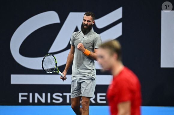 Benoit Paire (FRA) doit abandonner en raison d'une blessure au dos lors de son match au Challenger de Brest, Brest, France le 27 octobre 2022. Photo par Corinne Dubreuil/ABACAPRESS.COM