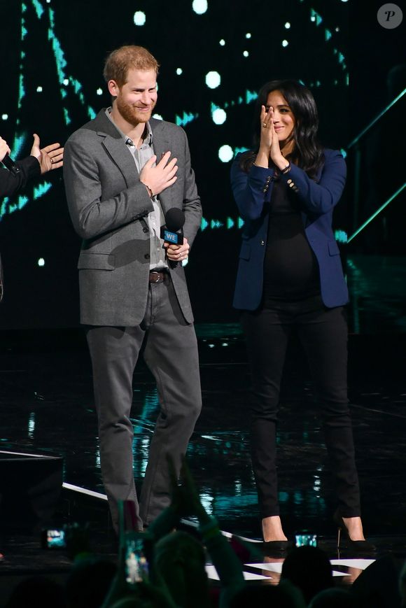 Le prince Harry, duc de Sussex, et Meghan Markle, duchesse de Sussex, enceinte, lors de l'évènement WE Day au Wembley Arena à Londres, Royaume Uni, le 6 mars 2019. Agence / Bestimage