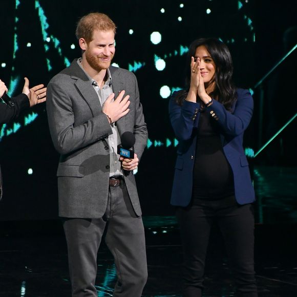 Le prince Harry, duc de Sussex, et Meghan Markle, duchesse de Sussex, enceinte, lors de l'évènement WE Day au Wembley Arena à Londres, Royaume Uni, le 6 mars 2019. Agence / Bestimage