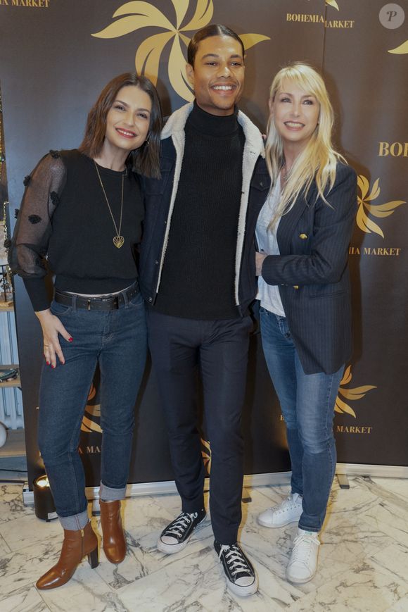 Lucie Bernardoni, Louis, Cécile Chaduteau à la soirée de présentation des collections Printemps/Eté 2024 du Bohemia Market, concept store de créateurs, à Paris, France, le 21 mars 2024. © Tribeca-Van Biesen/Bestimage