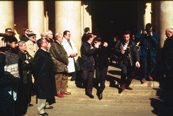 Photo d'archive datée du 2 avril 1995 des funérailles commerciales de Maurizio Gucci. Milan, Italie. Photo par Letizia Mantero/IPA/ABACAPRESS.COM