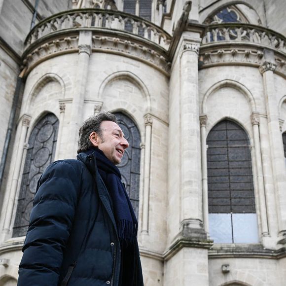 Stephane Bern, animatrice et écrivain chargée de la Mission du Patrimoine lors de la visite de Rachida Dati, ministre française de la Culture pour la pose de la première pierre de la flèche de la basilique de Saint-Denis le 14 mars 2025. Photo by Tomas Stevens/ABACAPRESS.COM