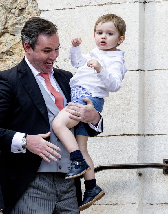 Guillaume de Luxembourg et le prince Charles de Luxembourg assistent au mariage religieux de la princesse Alexandra de Luxembourg et de Nicolas Bagory à l'église Saint Trophyme à Bormes-les-Mimosas, France, le 29 avril 2023. ©  Robin Utrecht/ABACAPRESS.COM
