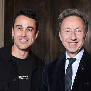 Exclusif - Stéphane Bern (ici avec son mari Yori Bailleres ) nommé Pape du Patrimoine lors de la Saint Clément au restaurant Alain Ducasse Baccarat, à Paris, France, le 20 novembre 2025. © Denis Guignebourg/Bestimage