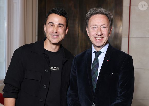 Exclusif - Stéphane Bern (ici avec son mari Yori Bailleres ) nommé Pape du Patrimoine lors de la Saint Clément au restaurant Alain Ducasse Baccarat, à Paris, France, le 20 novembre 2025. © Denis Guignebourg/Bestimage