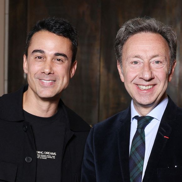 Exclusif - Stéphane Bern (ici avec son mari Yori Bailleres ) nommé Pape du Patrimoine lors de la Saint Clément au restaurant Alain Ducasse Baccarat, à Paris, France, le 20 novembre 2025. © Denis Guignebourg/Bestimage