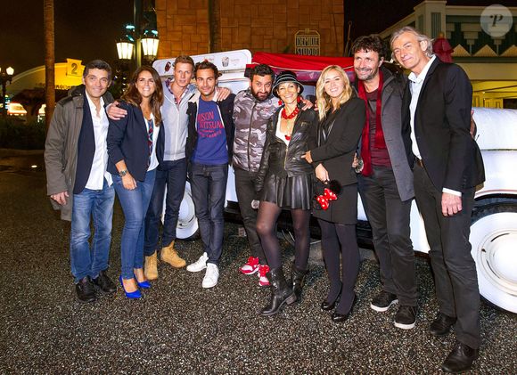 Thierry Moreau, Valerie Benaim, Matthieu Delormeau, Bertrand Chameroy, Cyril Hanouna, Isabelle Morini-Bosc, Enora Malagre, Christophe Carriere et Gilles Verdez celebrent le 41 eme anniversaire de Cyril Hanouna au Parc Walt Disney Studios de Disneyland Paris a Marne la Valle, France le 24 septembre, 2015. Photo by ABACAPRESS.COM