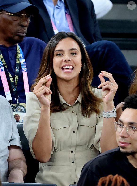 Marine Lorphelin, miss France 2013 lors du quart de finale basket féminin France / Allemagne lors des jeux olympiques Paris 2024 (JO 2024) le 7 août 2024. Les bleues l'emportent et filent de demi-finale.

© Jacovides / Perusseau / Bestimage