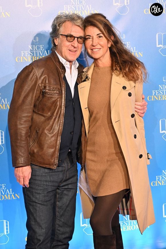 François Cluzet et sa femme Narjiss Slaoui-Falcoz au photocall de la soirée du 8 octobre lors de la 4ème édition du festival Cinéroman à Nice. © Bruno Bebert / Bestimage