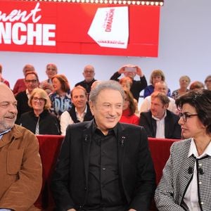 Exclusif - Eric Dupond-Moretti , Michel Drucker et Rachida Dati - Enregistrement de l'émission Vivement dimanche, le 4 mars 2025, présentée par Michel Drucker au studio Rive Gauche à Paris, diffusée le 16 mars sur France 3. 
© Guillaume Gaffiot / Bestimge