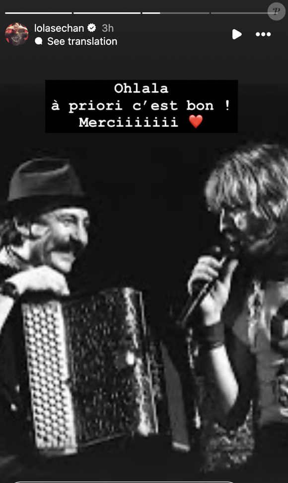 “Ohlala à priori c’est bon ! Merci !”, informe Lolita Séchan, toute heureuse