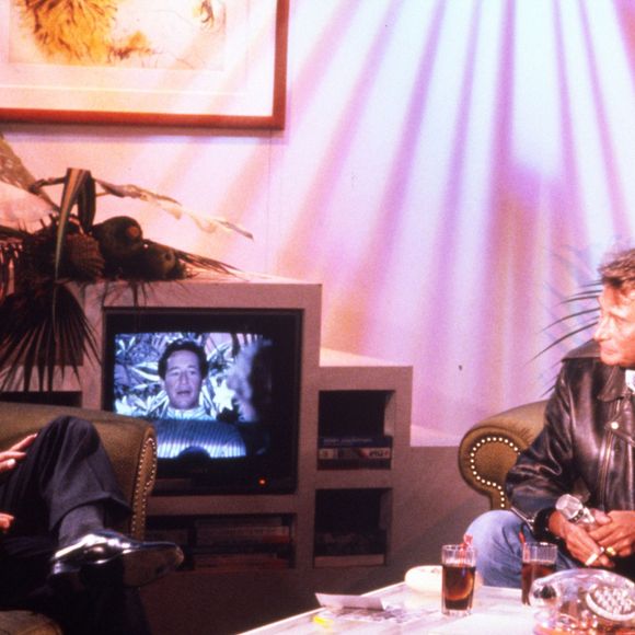 Patrick Sabatier et Johnny Hallyday en 1989. © Bestimage