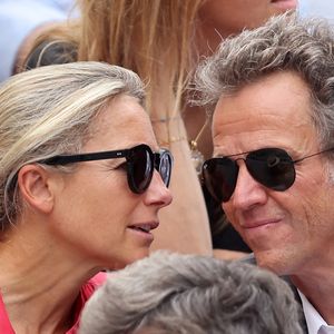 Anne-Sophie Lapix et son mari Arthur Sadoun - Célébrités en tribunes des Internationaux de France de tennis de Roland Garros 2023 à Paris le 11 juin 2023. © Jacovides-Moreau/Bestimage
