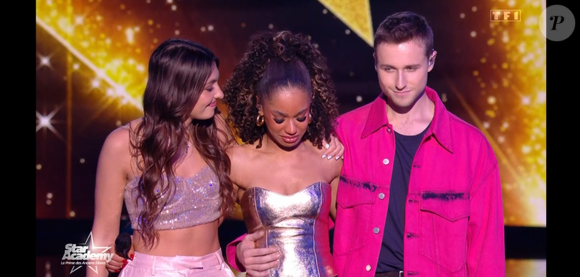 Ema, Léane et Théo L. lors du prime de la "Star Academy 2025" sur TF1 le 14 novembre 2025 sur TF1.