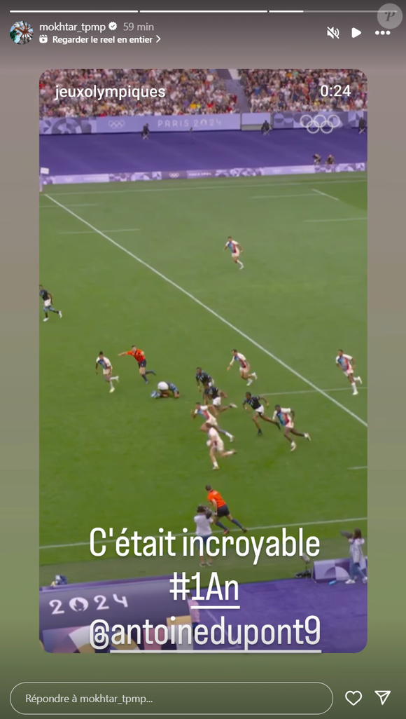 Antoine Dupont partage la story Instagram de Mokhtar ce 27 juillet 2025 © Instagram