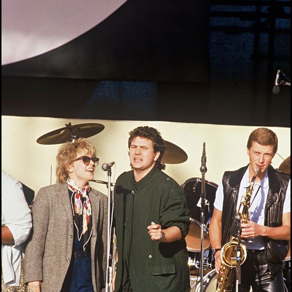 Archive - France Gall et Daniel Balavoine au concert Chanteurs sans frontières en 1985 © Agence Bestimage
