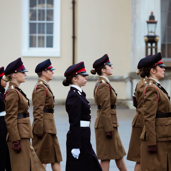 La princesse Salma de Jordanie (au centre, en noir) vue lors du défilé des cadets à l'Académie militaire de Sandhurst, à Sandhurst, au Royaume-Uni, le 25 novembre 2018. Photo by Balkis Press/ABACAPRESS.COM
