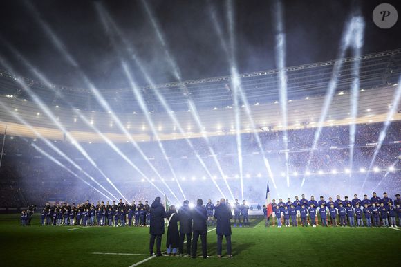 Hommage à Medhi Narjissi, disparu cet été lors d’un stage en Afrique du sud, lors du lancement du Tournoi des Six Nations opposant la France au Pays de Galles, au Stade de France, à Saint-Denis, Seine Saint-Denis, France, le 31 janvier 2025. © Cyril Moreau/Bestimage