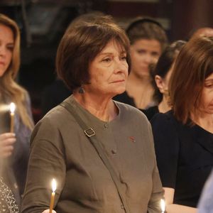 Exclusif - Macha Meril aux obsèques de sa soeur la princesse Hélène Gagarine en la cathédrale Saint-Alexandre-Nevsky, à Paris, France, le 20 août 2025. © Denis Guignebourg/Bestimage