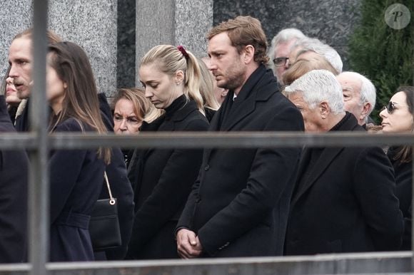 Andrea Casiraghi, Pierre Casiraghi et sa femme Beatrice Borromeo - Obsèques de Fernanda Biffi Casiraghi (99 ans), mère de Stefano Casiraghi, à Fino Mornasco, Italie, le 9 décembre 2024. © Emanuele Roberto De Carli/IPA via ZUMA Press/Bestimage