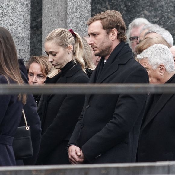 Andrea Casiraghi, Pierre Casiraghi et sa femme Beatrice Borromeo - Obsèques de Fernanda Biffi Casiraghi (99 ans), mère de Stefano Casiraghi, à Fino Mornasco, Italie, le 9 décembre 2024. © Emanuele Roberto De Carli/IPA via ZUMA Press/Bestimage