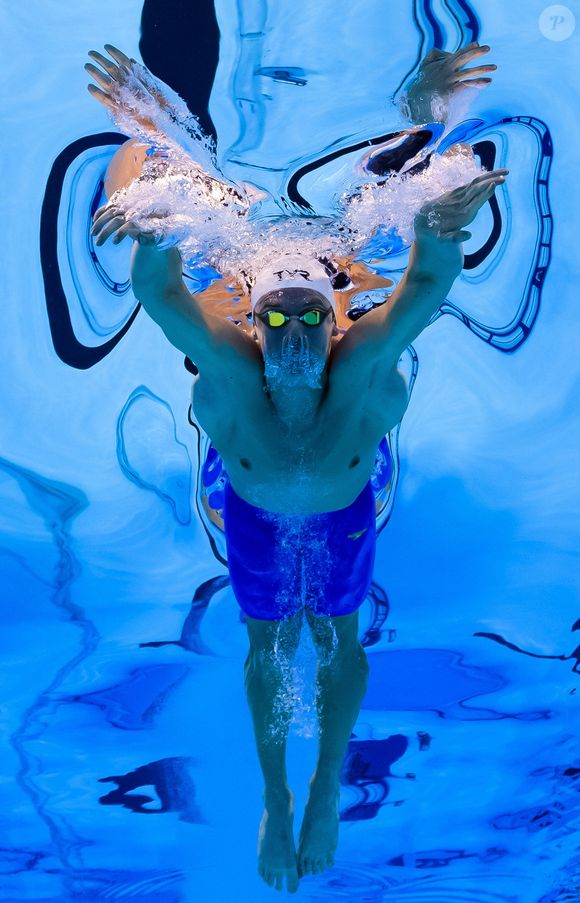 Leon Marchand de France participe à la demi-finale du 200 mètres quatre nages et bat le record du monde lors de la 20e journée des Championnats du monde de natation le 30 juillet 2025 à Singapour. Photo de Joel Marklund/Bildbyran/ABACAPRESS.COM