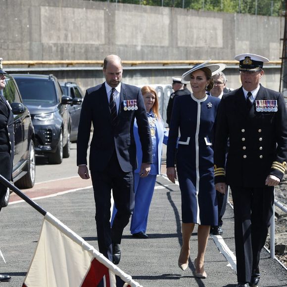 Le Prince de Galles et la Princesse de Galles, commanditaires du HMS Glasgow, assistent à la cérémonie de baptême du navire au chantier naval de BAE Systems à Scotstoun, Glasgow. 22 mai 2025. Photo by Andrew Barr/News Licensing/ABACAPRESS.COM