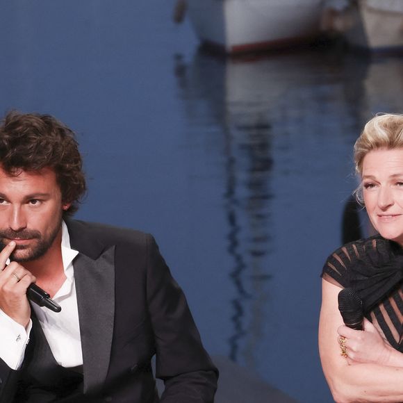 Exclusif - Bertrand Chameroy, Anne-Elisabeth Lemoine, - Plateau de l'émission "C à vous" lors du 78ème Festival International du Film de Cannes le 14 mai 2025. © Jack Tribeca / Bestimage