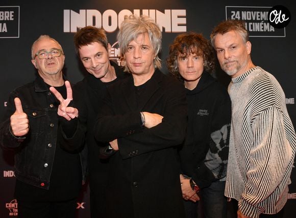 Marc Eliard, Boris Jardel, Nicola Sirkis, Ludwig Dahlberg, Olivier Gérard - Le groupe Indochine lors de la projection du film "Indochine, Central Tour au Cinéma" au cinéma Pathé d'Ivry-sur-Seine. Le 17 novembre 2022
© Veeren / Bestimage