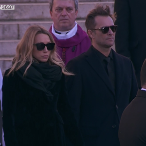 Laura Smet et David Hallyday - Obsèques de Johnny Hallyday en l'église de la Madeleine à Paris. Le 9 décembre 2017.