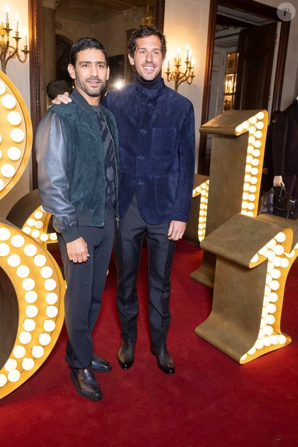 Salim Kechiouche et Victor Belmondo, nouvel ambassadeur de Berluti, nouvel ambassadeur de Berluti,  - Photocall pour les 130 ans de Berluti lors de la fashion week à Paris le 22 janvier 2025. © Olivier Borde /Bestimage